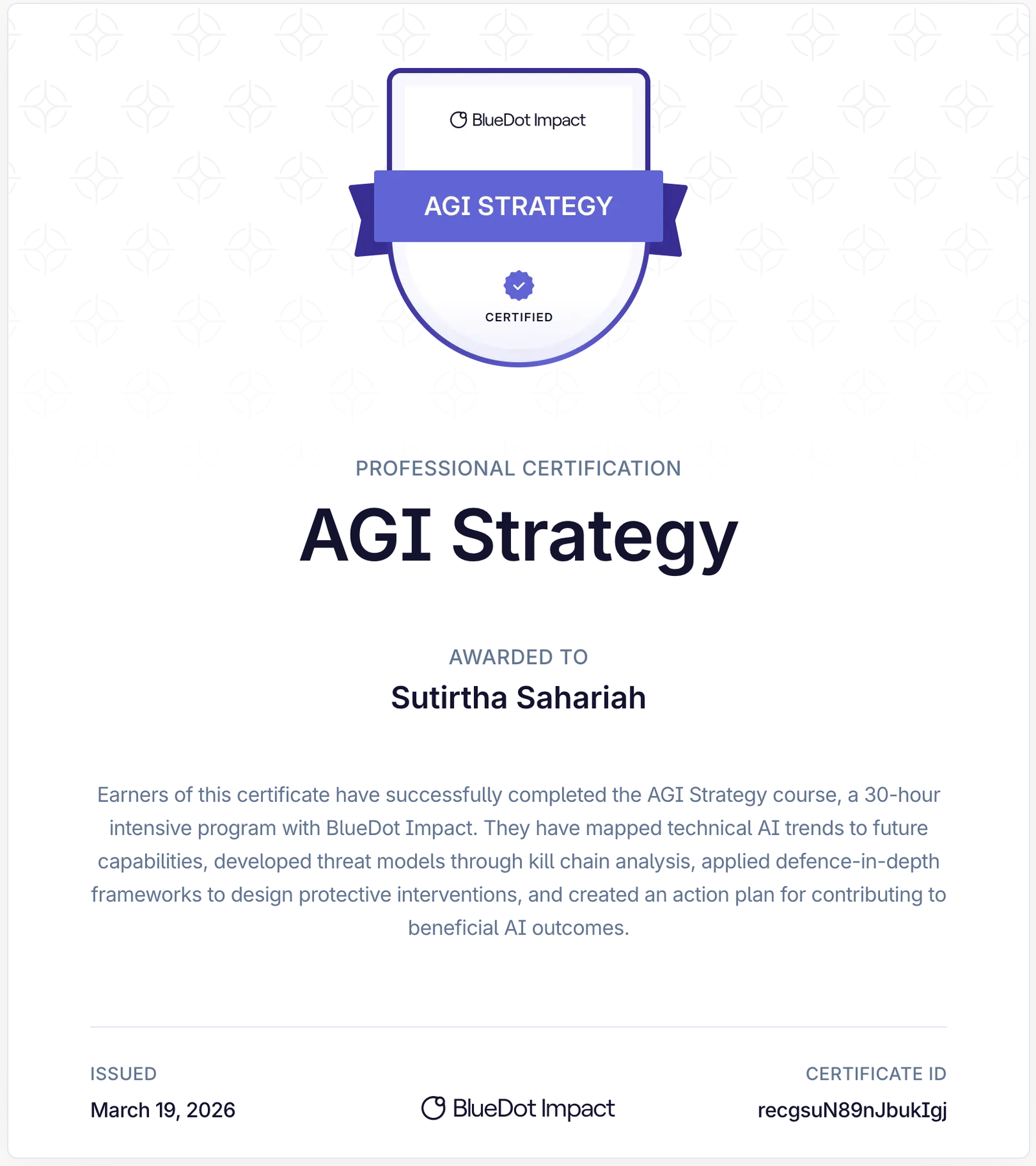 AGI Strategy Professional Certification - BlueDot Impact